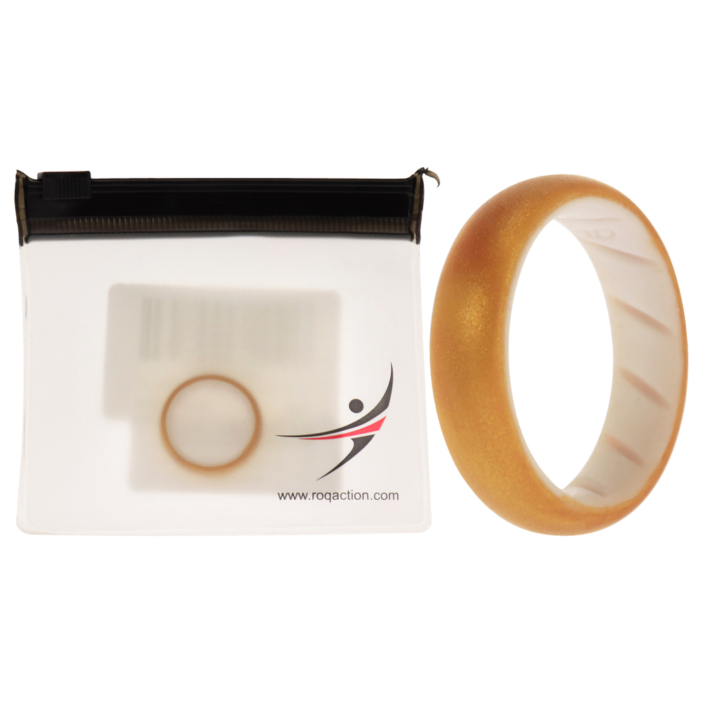 Silicone Wedding BR Solid Ring - White-Gold by ROQ for Women - 6 mm Ring